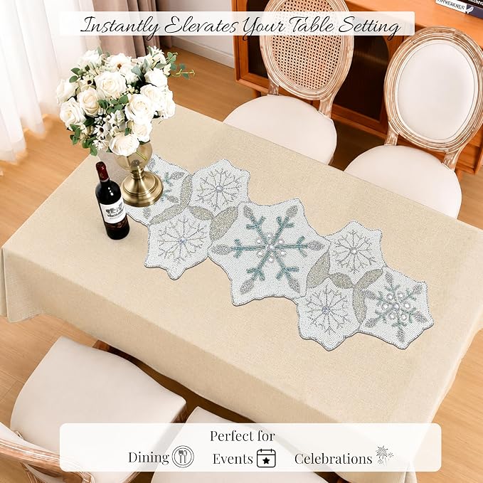 ALPHA Living HOME 36-Inch Beaded Table Runner, Glitz Decorative Runner - Image 5