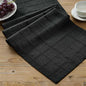 Linen Checked Farmhouse Table Runner, 13x36 Inches Black | Raised Grid Design by ZEEMARTONLINE