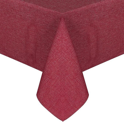JIUZHEN Square Table Cloth Faux Linen Farmhouse Tablecloth Wrinkle Stain Resistant Tablecloth Table Cover for Kitchen Dining, Holiday Party Dinner, 60 x 60 Inch, Red