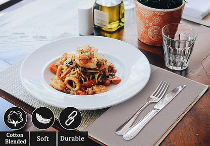 Ruvanti Cloth Napkins Set of 12, 18x18 Inch, Soft & Absorbent Cotton Enrich Dinner Napkins for Hotel, Wedding Parties, Napkins Everyday - Coffee Grey