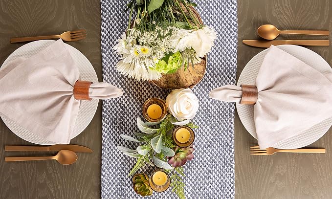 DII Woven Basics Collection 100% Cotton Knit Table Runner, French Blue - Image 6