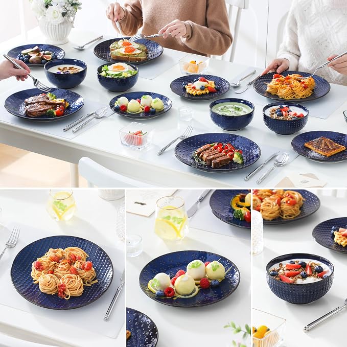MALACASA 12 Pieces Dinnerware Sets, Modern Plates and Bowls Sets, Kitchen - Image 6