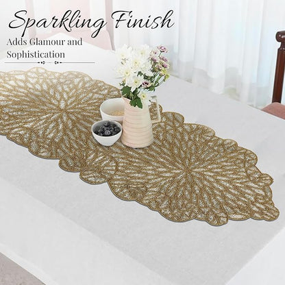 Hand Beaded Table Runner 13 x 36 Inch, Decorative Glass Bead Table Runner - Image 9