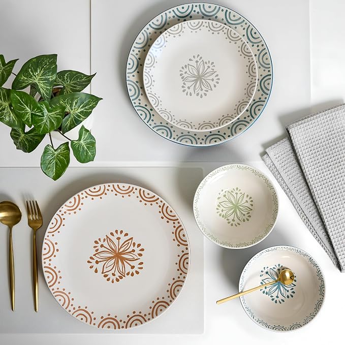 Sango 12-Piece Speckled Stoneware Dinnerware Set - Image 5
