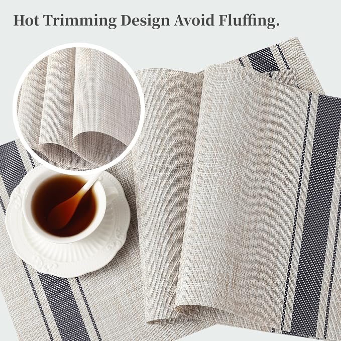 Leetaltree Khaki-Blue Placemats, Heat Resistant Non-Slip Place mats - Image 4
