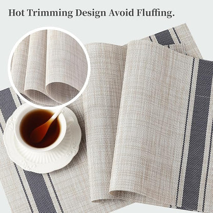Leetaltree Khaki-Blue Placemats, Heat Resistant Non-Slip Place mats - Image 4