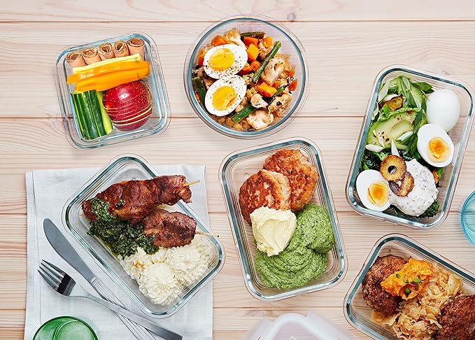 M MCIRCO 30 Pieces Glass Food Storage Containers with Upgraded Snap Locking Lids,Glass Meal Prep Containers Set - Airtight Lunch Containers, Microwave, Oven, Freezer and Dishwasher Friendly, Red