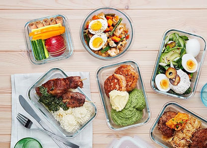 30 Pieces Glass Food Storage Containers with Upgraded Snap Locking Lids,Glass Meal Prep Containers Set - Airtight Lunch Containers, Microwave, Oven, Freezer and Dishwasher Friendly (Green)