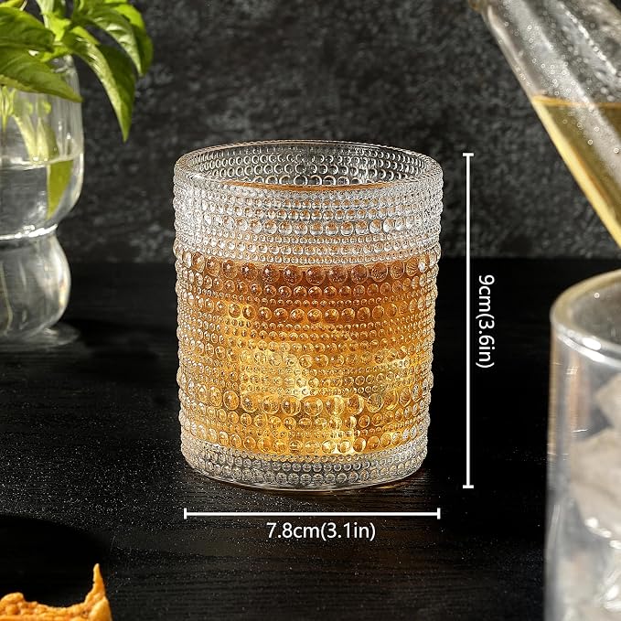 OLULU Cocktail Glasses 10 oz Set of 2, Glass Hobnail Drinking Glasses, Vintage - Image 2