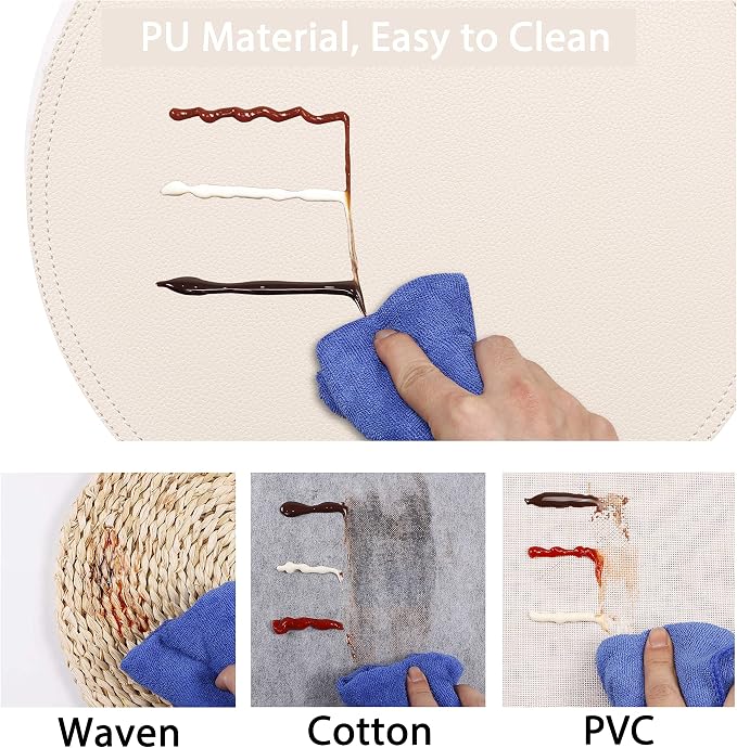 Set of 8 Faux Leather Round Placemats and Coasters, Coffee Mats Kitchen Table - Image 5
