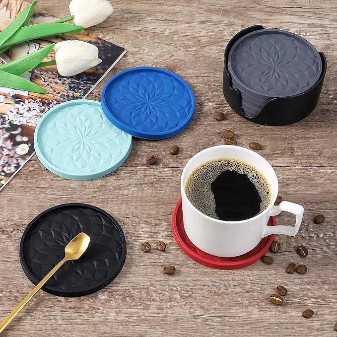 ME.FAN Silicone Coasters with Holder, Drinking Coasters - Image 5