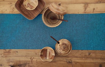 Solino Home 100% Pure Linen Dining Table Runner Teal, Athena 14 x 132 in | - Image 3