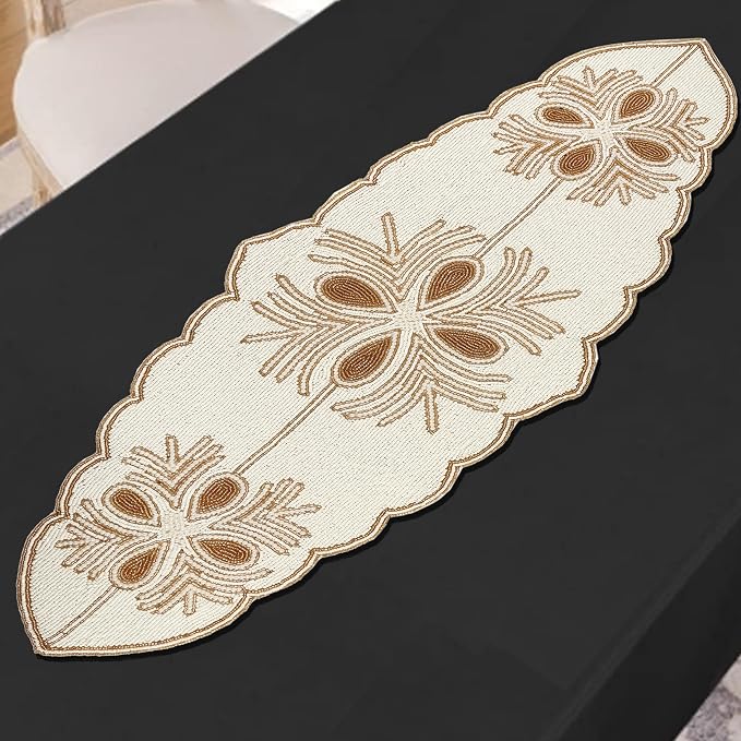 Beaded Table Runner, 13x36 in, polyester back, artisan-crafted, dining & - Image 5