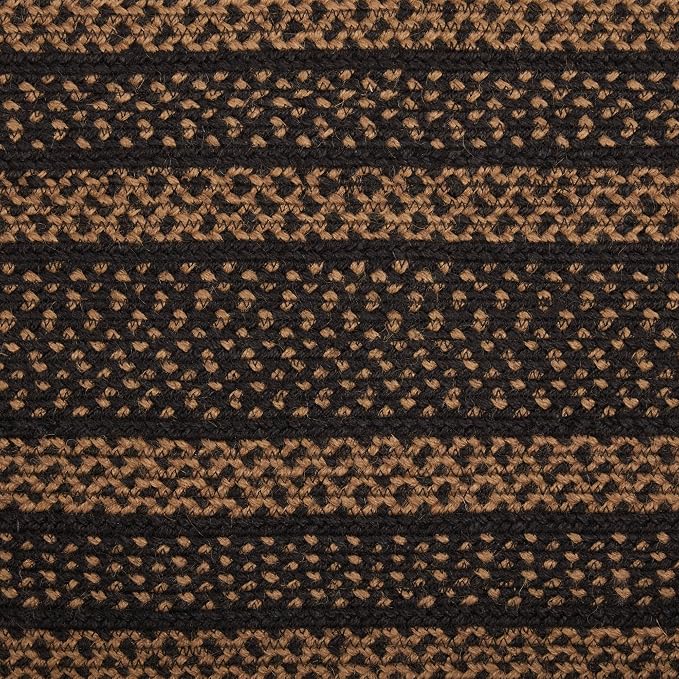VHC Brands Farmhouse Primitive Jute Black Striped Oval Table Runner Decor - Image 5