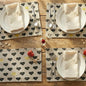 DaDa Bedding Woven Tapestry Heart Placemats – Set of 4 – Black & Gold Heart Pattern Table Mats for Dining Room – Rustic Farmhouse Valentine’s Day Decor & Everyday Kitchen Table Setting – 13" x 19"