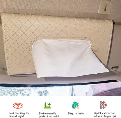 Car Sun Visor Tissue Holder, Car Napkin Holder, Premium PU Leather, Mask Holder - Image 2