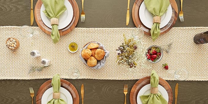 DII Woven Basics Collection 100% Cotton Knit Table Runner, Honey Gold - Image 5