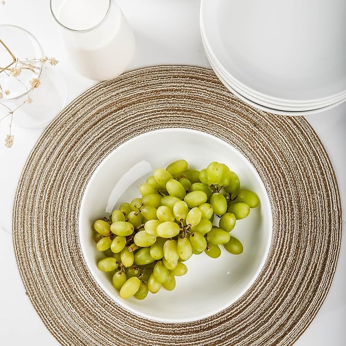 Selamica Porcelain 8.6 inch Salad Pasta Bowls, 34 OZ Bowls Plates, Wide and - Image 6