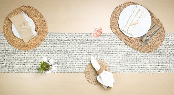 Cotton Table Runner, 13x72 Inch, Home Decor | Textured Woven Fabric, Washable - Image 5