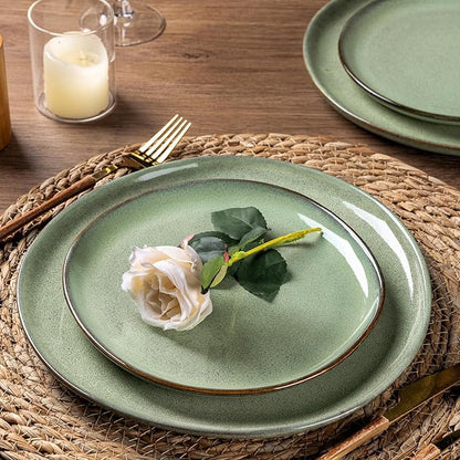 AmorArc Ceramic Dinnerware Sets,Handmade Reactive Glaze Stoneware Plates and Bowls Set,Highly Chip and Crack Resistant | Dishwasher & Microwave Safe Dishes Set,Service for 4 (12pc)