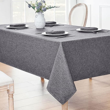 Rectangle Tablecloth Linen Textured Waterproof & Stain Resistant Table Cloth Wrinkle Free Decorative Fabric Farmhouse Table Cover for Dining/Party/Buffet/Wedding, 60 x 144 Inch, Dark Grey