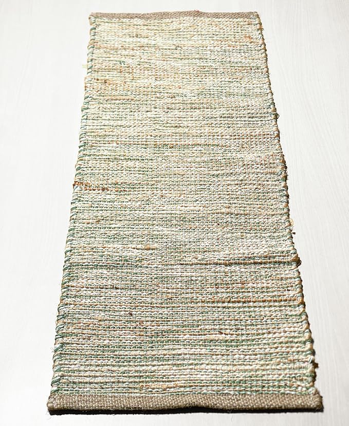 Natural Jute Table Runner, 13x48 Inch, Sage Green-White | Vintage Boho Rustic - Image 7
