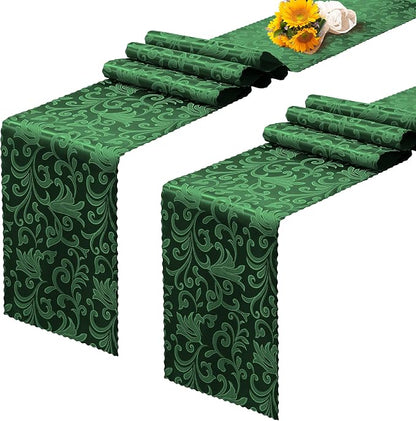 RUDONG M Satin Table Runners, 12 x 108 Inch, 2 Pack | Long Silky Damask by RUDONG+M