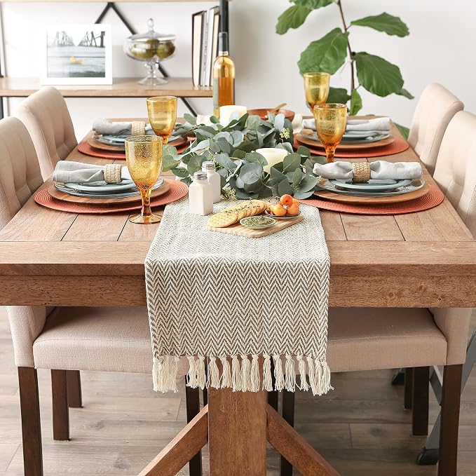DII Woven Basic Tabletop Collection, Chevron Table Runner, Darn Brown - Image 2