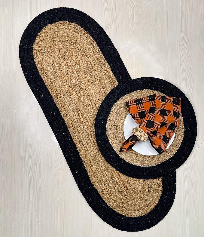 Verona Oval Woven Jute & Cotton Braided Table Runner, Size -13 x 36 Inches - Image 4