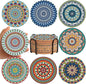 Cork Coasters Set of 8 with Holder, Colorful Cup Coasters by Puluole