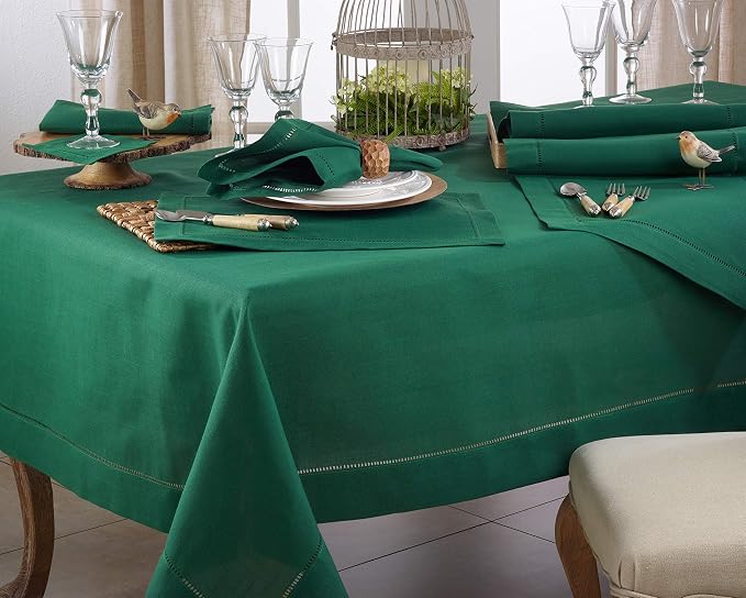 SARO LIFESTYLE Hemstitched Border Table Runner, Jasper Green - Image 5
