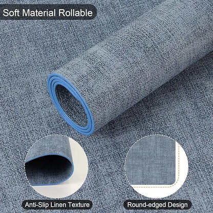 Faux Leather Placemats Set of 6, Heat Resistant Wipeable Washable Vinyl Place Mats, Waterproof Anti-Slip Dining Table Mats, Suitable for Indoor & Outdoor Use (Blue)