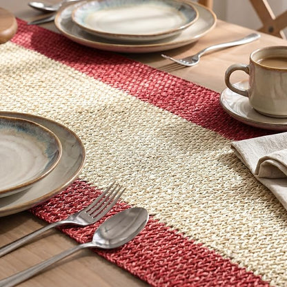 Artoid Mode Red Farmhouse Rustic Paper Braided Table Runner, Seasonal Christmas - Image 3