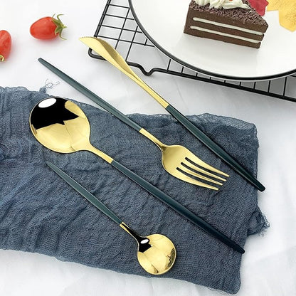 JASHII Flatware Serving Set 24 Piece, Stainless Steel Silverware Set, Modern - Image 7