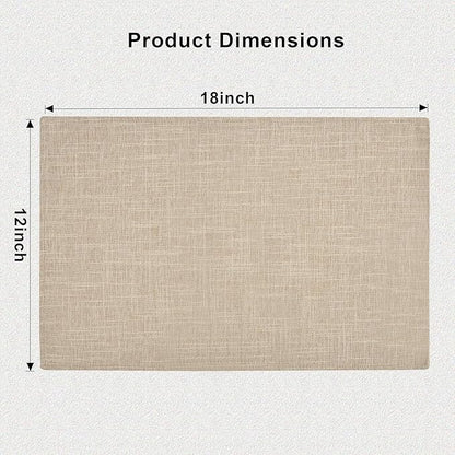 SLKQG Beige Linen Fabric Placemats Set of 4, Heat Resistant & Machine Washable Double-Layered Cloth Placemats for Dining Table, Indoor/Outdoor Use, Non-Slip Kitchen Table Mats (4, Beige Cream)