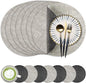 13-Inch Faux Leather Round Placemats Set of 8, Waterproof Anti-Slip Dual Sided Place mats, Heat Resistant Washable Table Mats with Coaster, Suitable for Indoor & Outdoor (8, Black Light Gray)