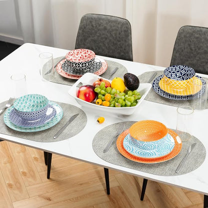LEHAHA 12 Pieces Ceramic Dinnerware Sets, Porcelain Round Dinner Set - Image 4