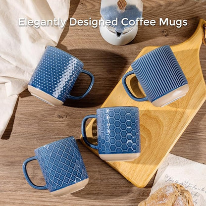 GBhome Coffee Mugs Set of 4, 16 oz Blue Coffee Cups - Image 8
