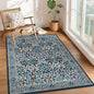 GarveeHome 4x6 Washable Area Rug for Living Room, Floral Large Entryway Kitchen Rug Non Slip, Ultra Soft Stain Resistance Carpet for Bedroom Laundry Room, Dark Blue