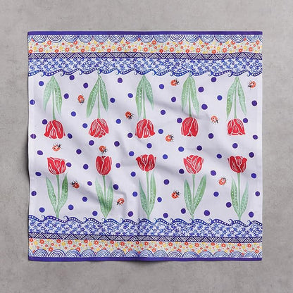 Maison d' Hermine Cloth Napkins Set of 4 100% Cotton Everyday Reusable Square Napkins Cloth Washable Dinner Party Wedding Restaurant Valentines Day Decorations Spring/Summer (Folky Floral, 18" x 18")