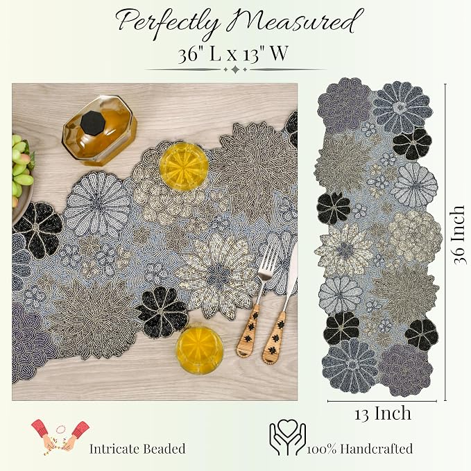 Beaded Table Runner 13 x 36 Inch - Image 4