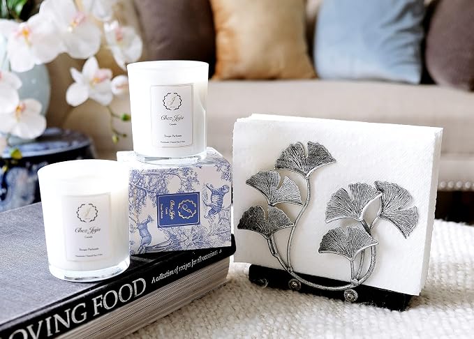 Silver Ginkgo Vertical Napkin Holder | Contemporary Modern Design | Disposable - Image 3