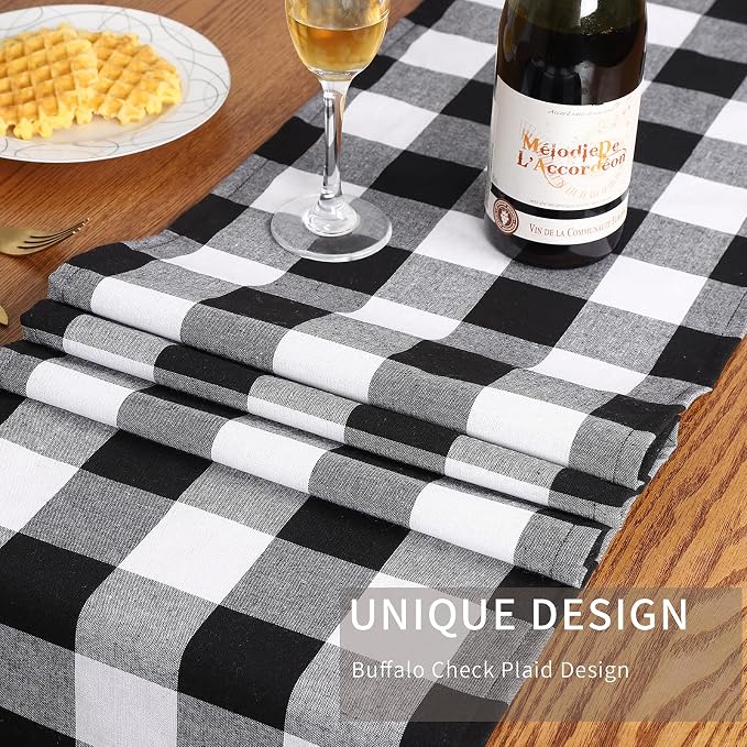 Tosewever Buffalo Check Plaid Table Runner, Cotton Polyester Blend Classic - Image 5