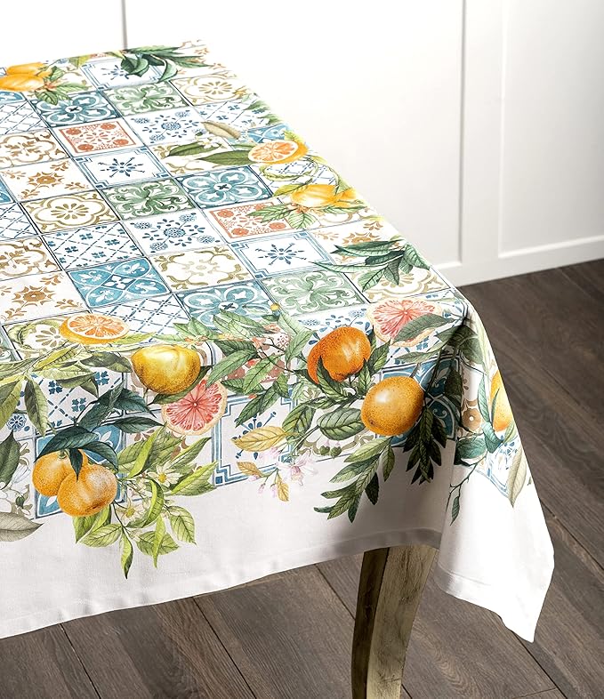 Maison d' Hermine Table Cloth Rectangle Table 100% Cotton 54 x 72 Inches Tablecloth Reusable Decorative for Dining Room Farmhouse Home Valentines Day Decorations Spring Summer - Agrume