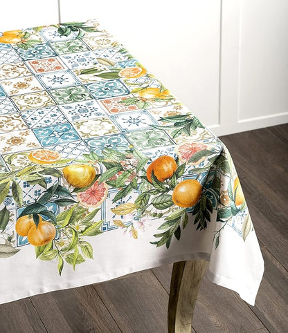 Maison d' Hermine Table Cloth Rectangle Table 100% Cotton 54 x 72 Inches Tablecloth Reusable Decorative for Dining Room Farmhouse Home Valentines Day Decorations Spring Summer - Agrume