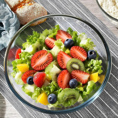 6.5 Quart Large Glass Mixing Bowls, Clear Glass Salad Bowls for Cooking, Salad Mixing, Fruit Bread Storage, Dishwasher, Microwave and Freezer