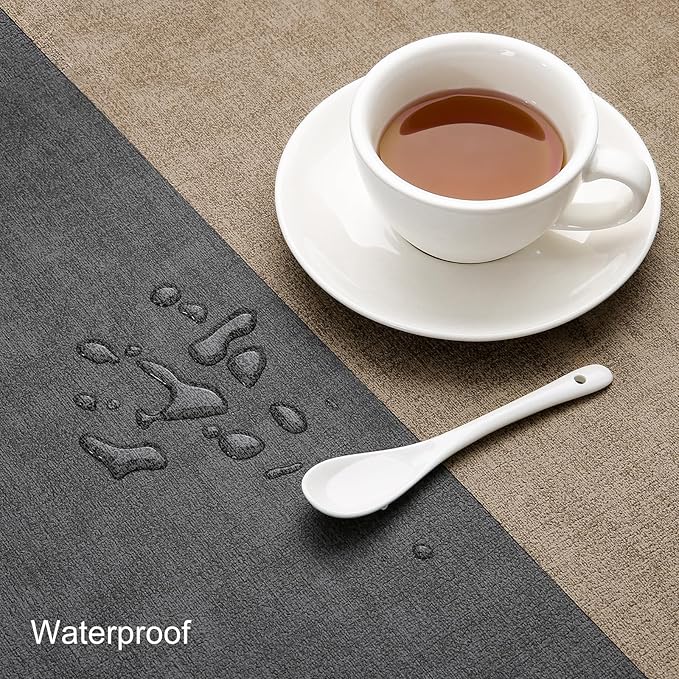 Table Runners 72 Inch Long, Dual-Sided Faux Leather Table Runner | Waterproof - Image 3