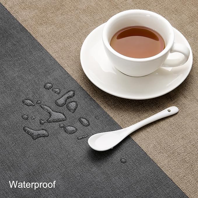 Table Runners 72 Inch Long, Dual-Sided Faux Leather Table Runner | Waterproof - Image 3
