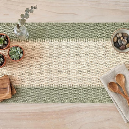 Artoid Mode Sage Green Farmhouse Rustic Paper Braided Table Runner, Seasonal - Image 4