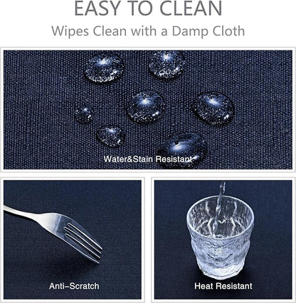 Rectangle Tablecloth Waterproof 52x70 inch Linen Textured Table Cloth Stain and Wrinkle Resistant Washable, Decorative Fabric Table Cover for Dining, Party and Camping, Navy Blue